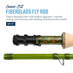 Moonlit 4wt Lunar S2-Glass rod olive finish adds classic glass aesthetics