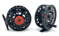 Moonlit Eclipse Fly Reel in burnt orange and matte black, with smooth drag for precise line control.