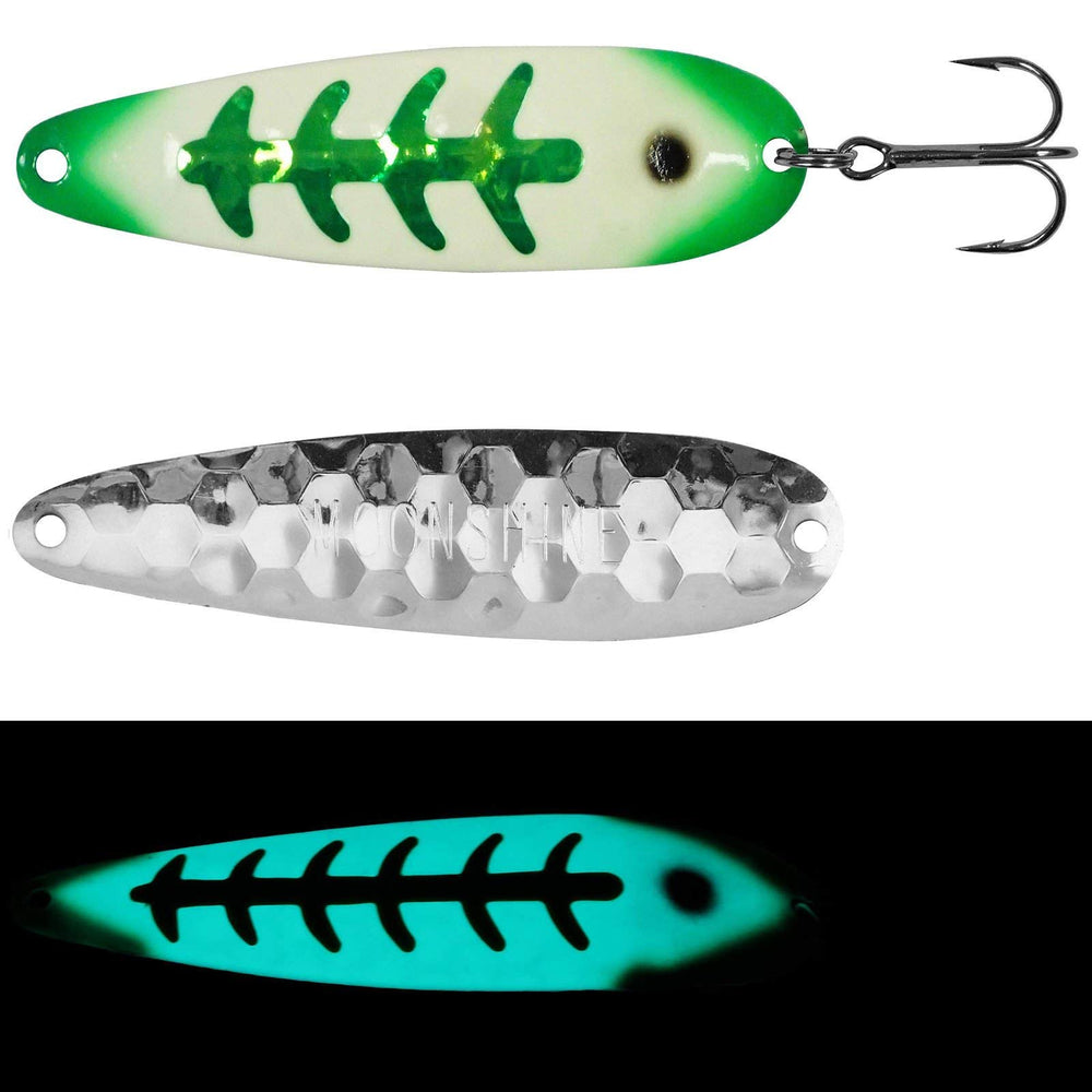Moonshine Magnum Trolling Spoon in Agent Orange color (five-inch glow lure)
