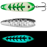 Moonshine Magnum Trolling Spoon in Agent Orange color (five-inch glow lure)