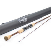 Moonshine Rambler 6'6 fly rod in action with portable carry case for on-the-water versatility.