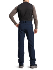 Moosehill fleece-lined cargo pants pocket closeup highlighting five-pocket layout.