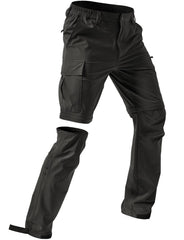 Moosehill mens hiking pants convertible water-resistant shown on rugged trail for durability