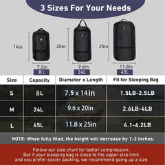 MOPHOEXII compression sack 24L filled with gear for organized camping.
