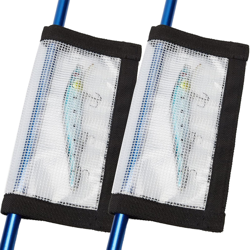MOPHOEXII lure wraps on rod show clear PVC for tangle-free deck storage.