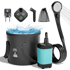 Moriko portable camping shower pump with compact design for easy outdoor setup.