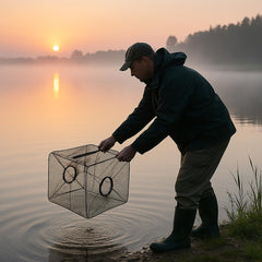 M.O.S Fish Minnow Trap circle alloy frame folds compactly for transport.