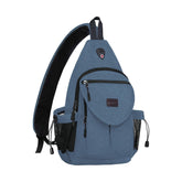 MOSISO sling backpack front view in steel blue for easy daily carry