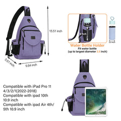 MOSISO sling backpack side pocket highlighting easy access to a water bottle or accessories