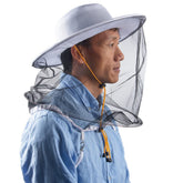 White mosquito head net hat with face shield for men and women - breathable and durable