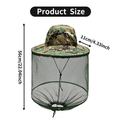Close-up of netting and elastic band on mosquito head net hat