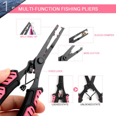 Mouhike fish lip gripper with sheath and pink black finish
