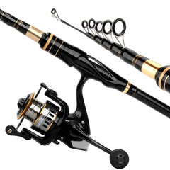 Mouhike fishing reel and rod kit with spinning reel attached