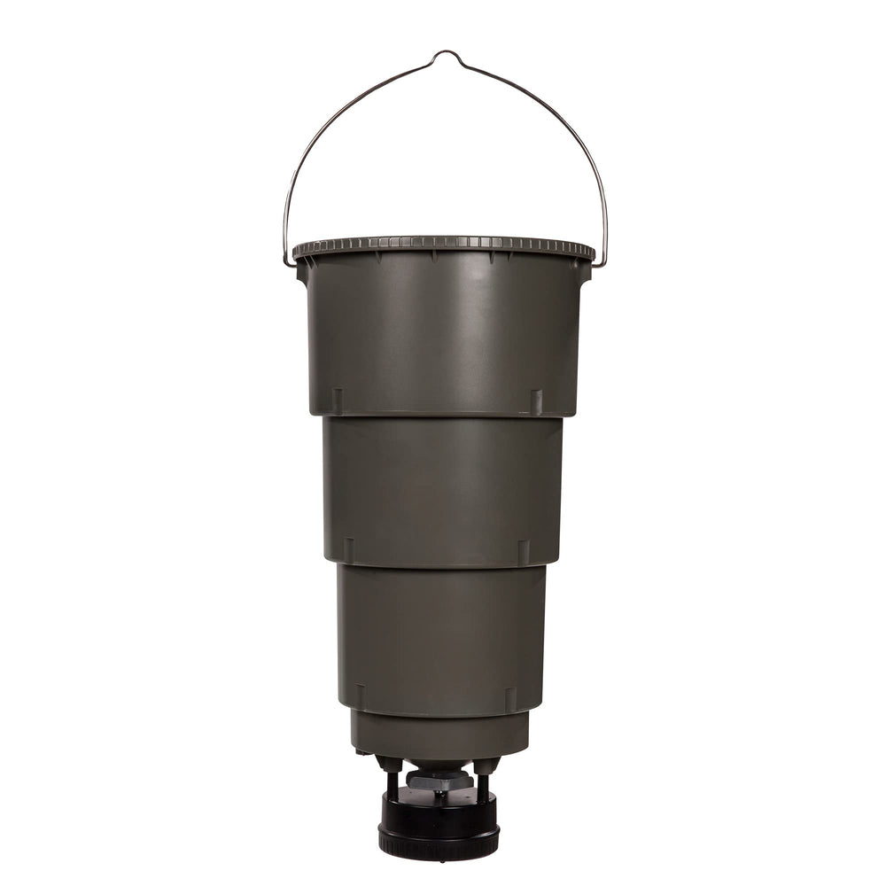 Exterior of Moultrie 5-Gallon All-In-One Hanging Deer Feeder with bucket