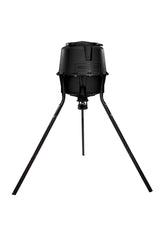Moultrie deer feeder tripod ready for field use with stable setup.