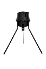 Moultrie deer feeder tripod ready for field use with stable setup.