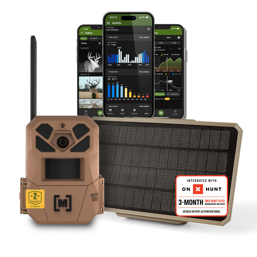 Moultrie Edge 3 front view showcases discreet outdoor placement for reliable scouting