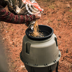 Secure fit of Moultrie Feed Screen on a 15-gallon ATV Spreader and Directional Feeder