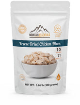 Mountain Essentials Freeze-Dried Chicken Diced Pack for long-term pantry storage.