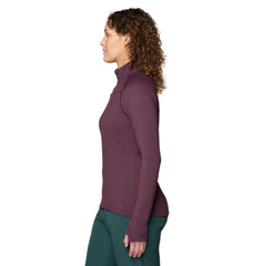 Mountain Hardwear Crater Lake Heavyweight Half Zip Blackberry back view highlighting warm fleece backing.