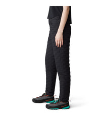 Mountain Hardwear StretchDown Light Pant fabric closeup highlights durable stretch and insulation