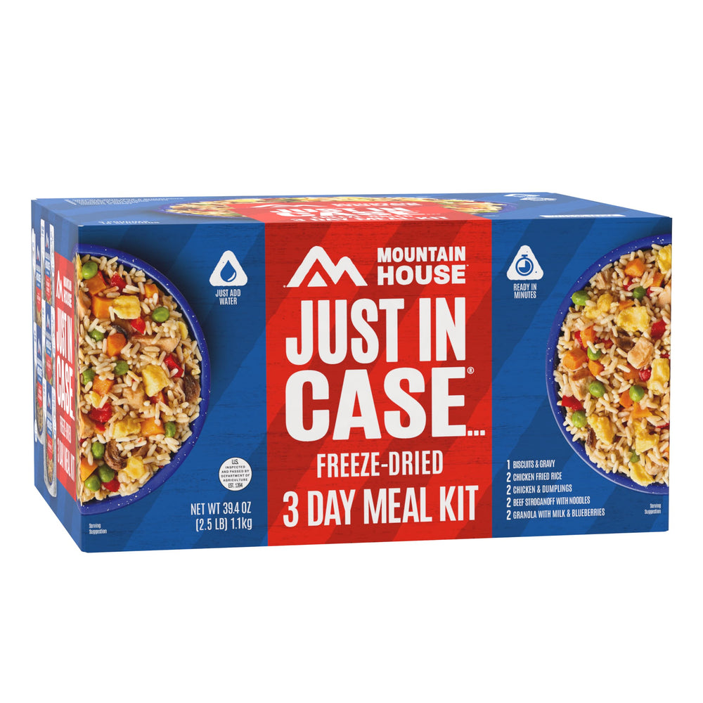 Mountain House 3-day emergency kit packshot—compact storage for quick meals.