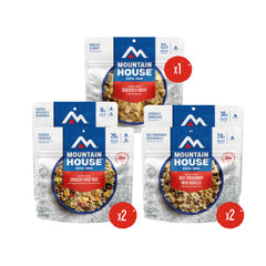 Mountain House chicken fried rice pouch—protein-packed emergency meal on the go.