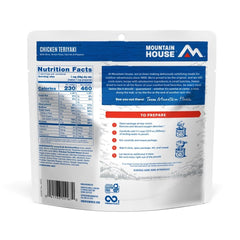 Mountain House Chicken Teriyaki gluten-free label on pouch.