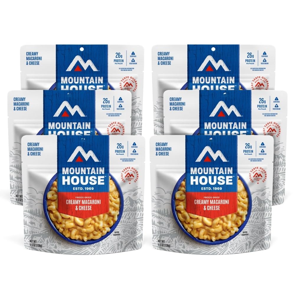 Mountain House Creamy Macaroni & Cheese pack ready for camp meals