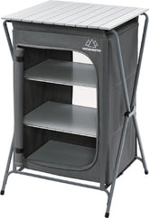 Mountain Summit Gear foldable roll-top pantry table setup for a compact camp kitchen