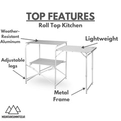 Mountain Summit Gear folding kitchen stores quickly for easy backpacking or car camping.