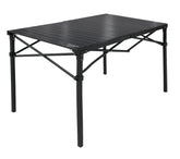 Mountain Summit Gear heavy-duty roll-top table large aluminum top ideal for campsite meal prep.