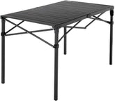 Mountain Summit Gear heavy-duty roll-top table top view shows aluminum surface ideal for meal prep.