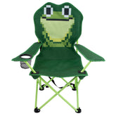 Mountain Summit Gear Kids Chair with frog design open for outdoor seating.