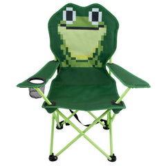 Mountain Summit Gear Kids Chair with frog design open for outdoor seating.