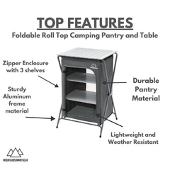 Mountain Summit Gear pantry at campsite with three shelves and pest protection