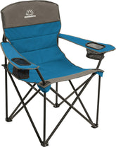 Mountain Summit Gear quilted camping chair folded for easy transport.