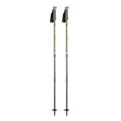 Mountainsmith Rhyolite trekking poles in emerald green provide stable grip on rugged trails.