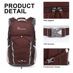 MOUNTAINTOP 25L backpack large-capacity main compartment fits laptops and essentials on trips.