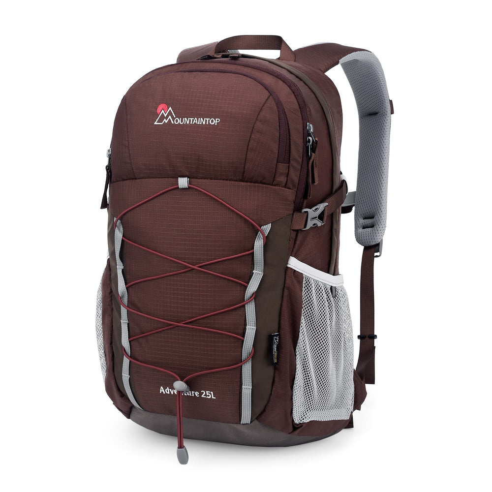 MOUNTAINTOP 25L backpack close-up of durable fabric for rugged day hikes.