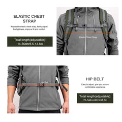 MOUNTAINTOP 40L backpack back panel breathable support during hikes.