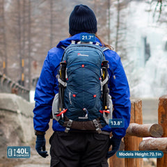 Mountaintop 40L hiking backpack front zip pockets enable quick access.