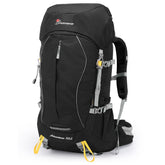 MOUNTAINTOP 50L backpack front view showing roomy main compartment for hiking gear.