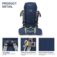 MOUNTAINTOP 60L backpack adjustable shoulder straps provide comfortable, customizable fit.