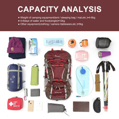 MOUNTAINTOP 70L backpack adjustable torso ensures comfortable fit for all.
