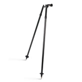 Mountlaser CLS22C carbon fiber bipod front view for stable on-site leveling and prism pole support.