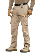MOURCE Cargo Work Pants front view in khaki highlighting rugged ripstop durability for outdoor use