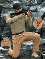 MOURCE Mens Hiking Pants show nine pockets for gear.