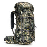 MOXULE Pro 2400 camo frame backpack front view showing ergonomic suspension