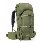 MOXULE Pro 2400 frame backpack side view showing ergonomic suspension for long treks